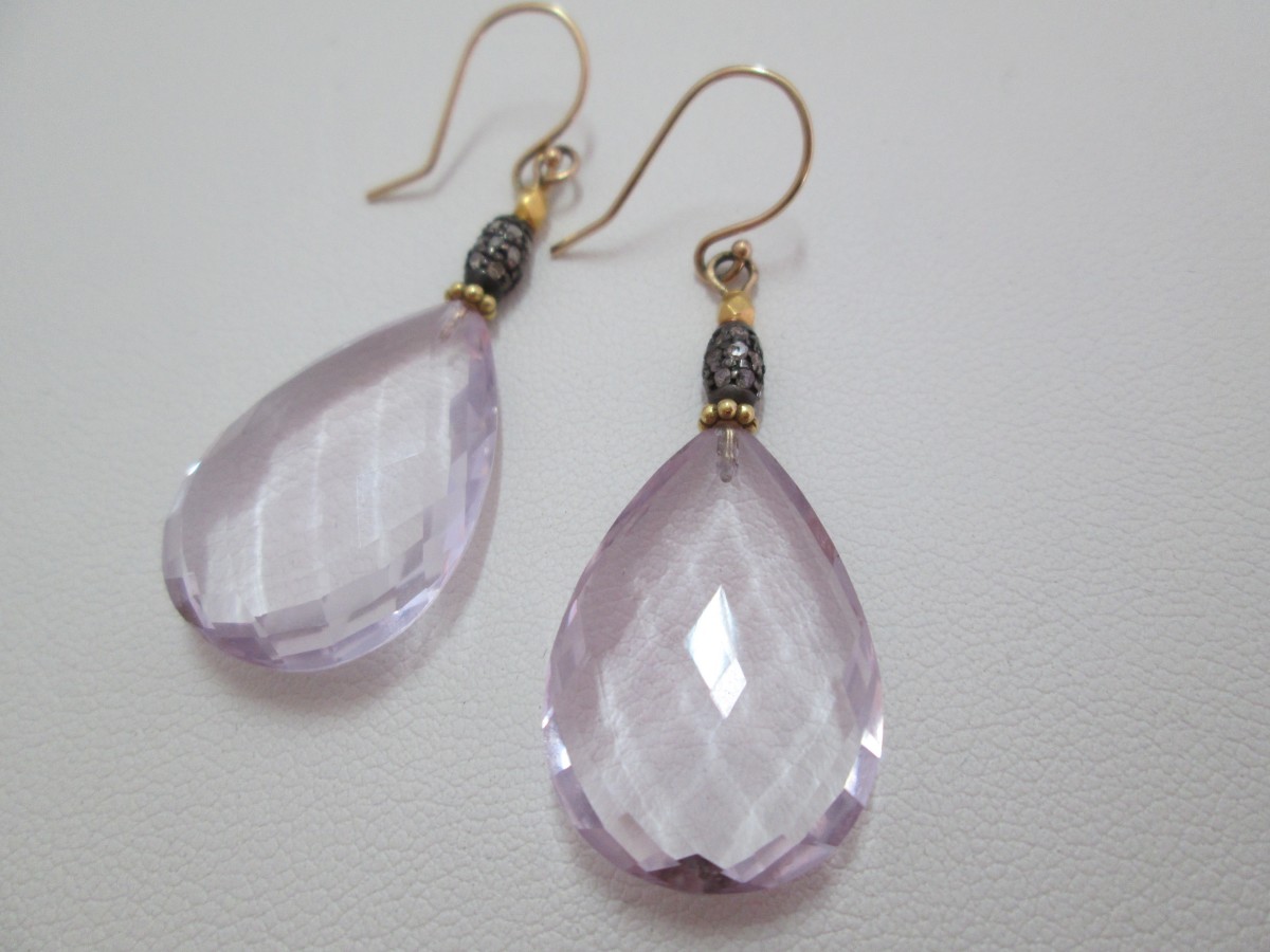 Rose de France Faceted Amethyst Earrings (14 ct Gold) by Hollis Bauer 