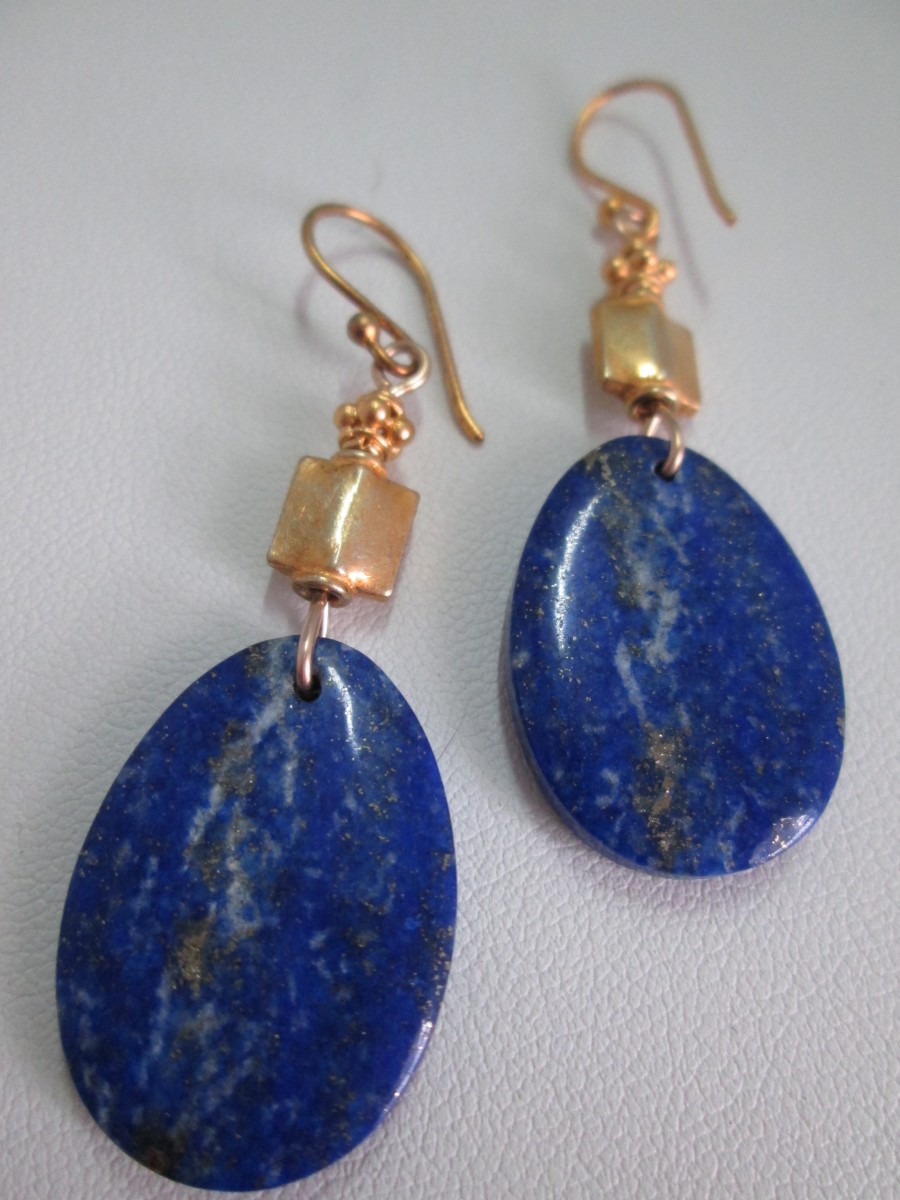 Lapis and Gold Vermeil Earrings by Hollis Bauer 