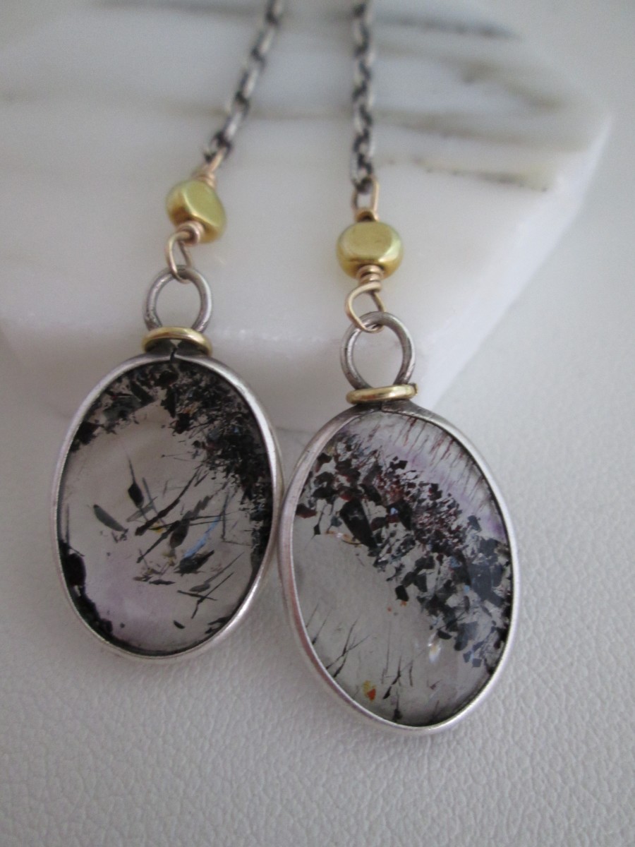Rutilated Quartz Slice Earrings by Hollis Bauer 