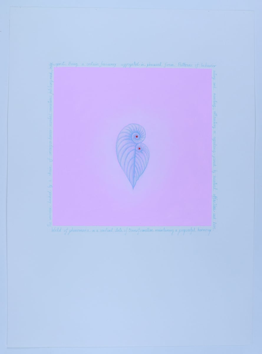 Untitled by Audra Skuodas  Image: The universe linked by a chain of correspondences -- essential connections fortifying mind, body, spirit.  Being a certain frequency aggregated in physical form.  Patterns of behavior, acting and reacting, attracting or repulsing -- joined by mutual affectation and love.  
World of phenomena in a constant state of transformation maintaining a purposeful harmony.  