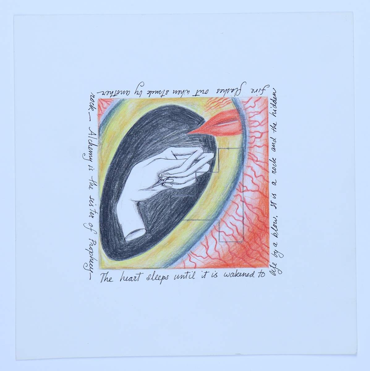 Untitled by Audra Skuodas  Image: The heart sleeps until it is wakened to life by a blow.  It is a rock and the hiddne fire flashes out when struck by another rock -- alchemy is the sister of prophecy