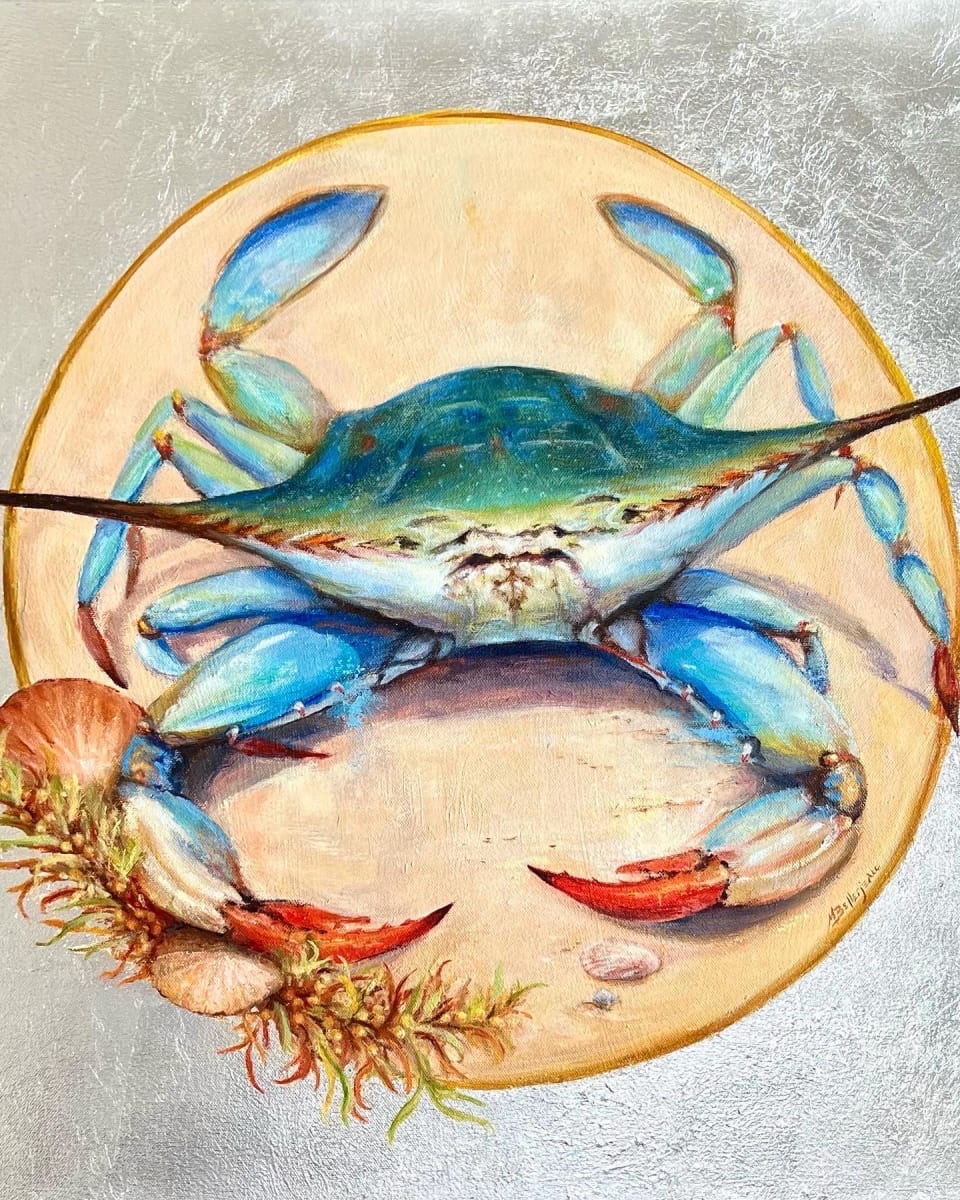 Beautiful Swimmer by Michaelann Bellerjeau  Image: oil and metal silver leaf