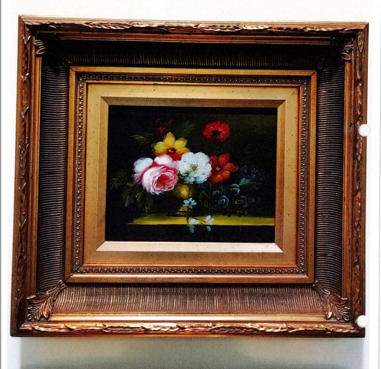 Yellow vase of flowers by Unkown Scati 