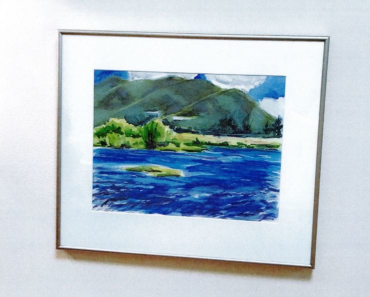Landscape of Moutains and Lake by Nancy Clark 