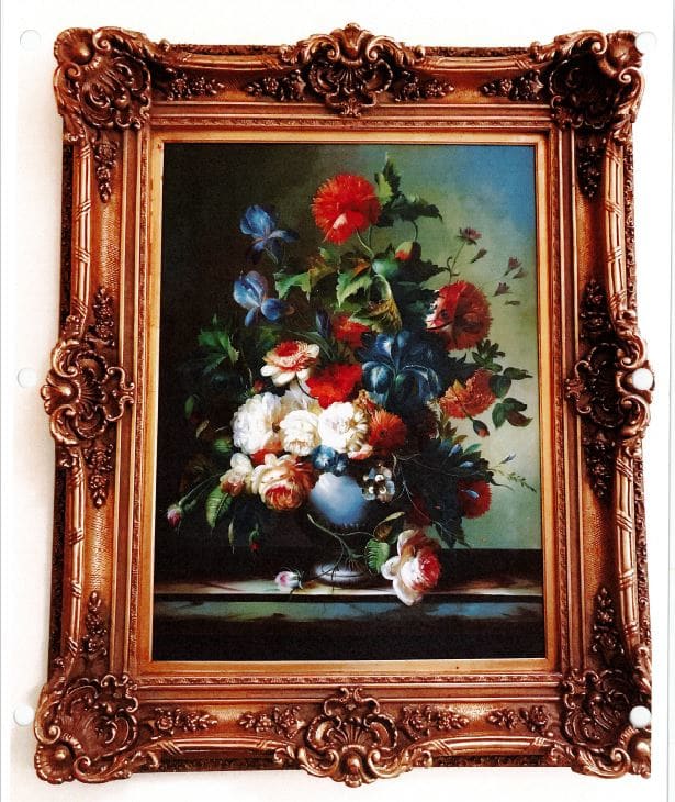 Blue vase of red, white and blue flowers by Liana Cia 