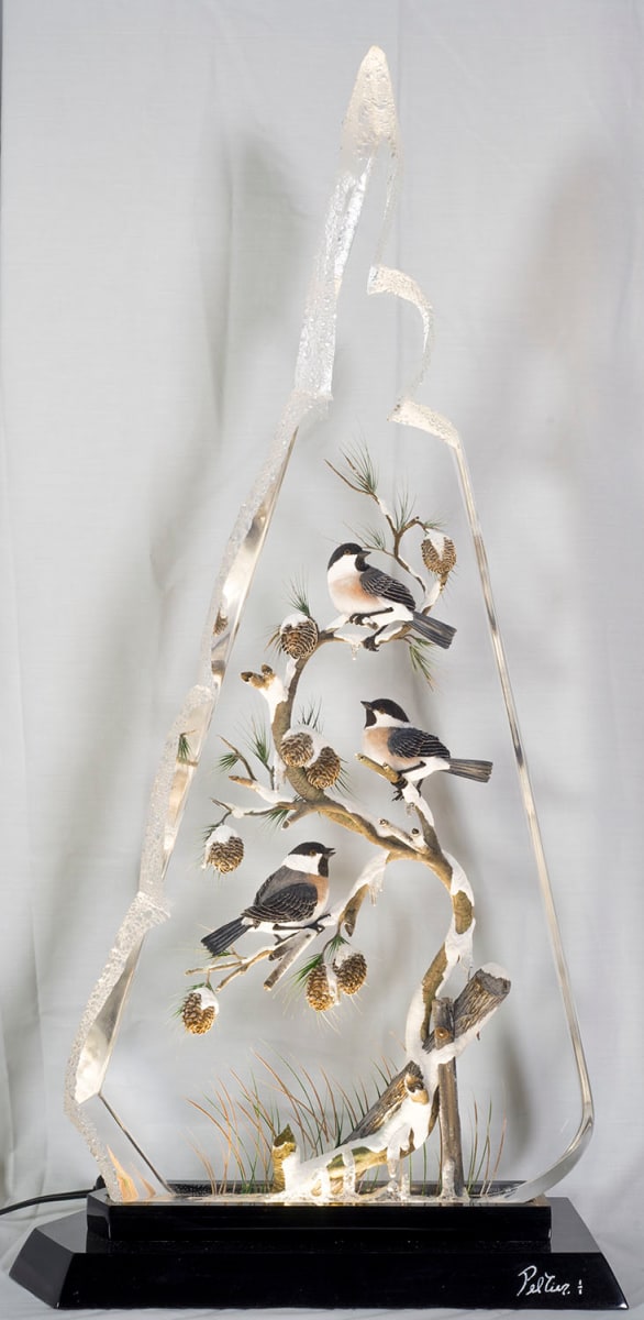 Chickadees in Pine by Gilles Peltier, Image 2.