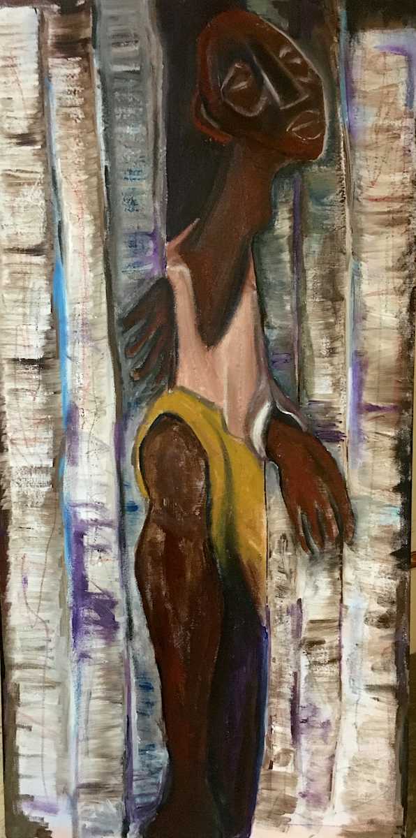 Escaping Criticism Too by Tracy Jackson  Image: Escaping Criticism Too
Acrylic Paint
Inspired by Late 1850 Pere Borrell del Caso's "Escaping Criticism."  However, in this piece is focus on the individual escaping criticism that's associated with race of being a person of color, more specifically an An African American. 