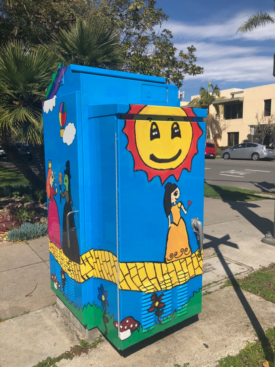 Fairy Tale by Student Artists: OAB Orange Avenue  Image: CalTrans Signal Box on Orange Ave