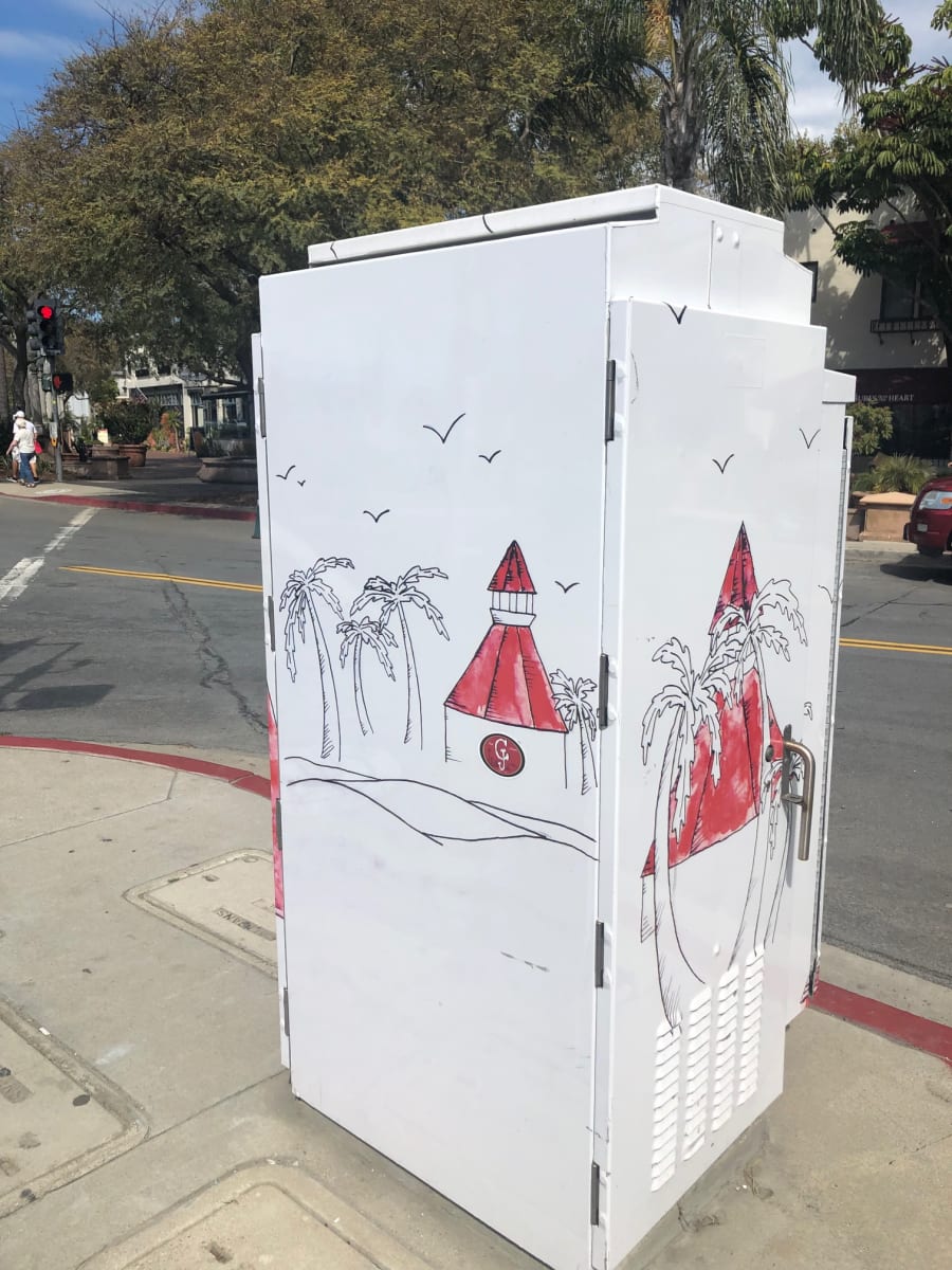 Hotel del Coronado (Utility Box) by Student Artists: OAB Orange Avenue  Image: CalTrans Signal Box on Orange Ave