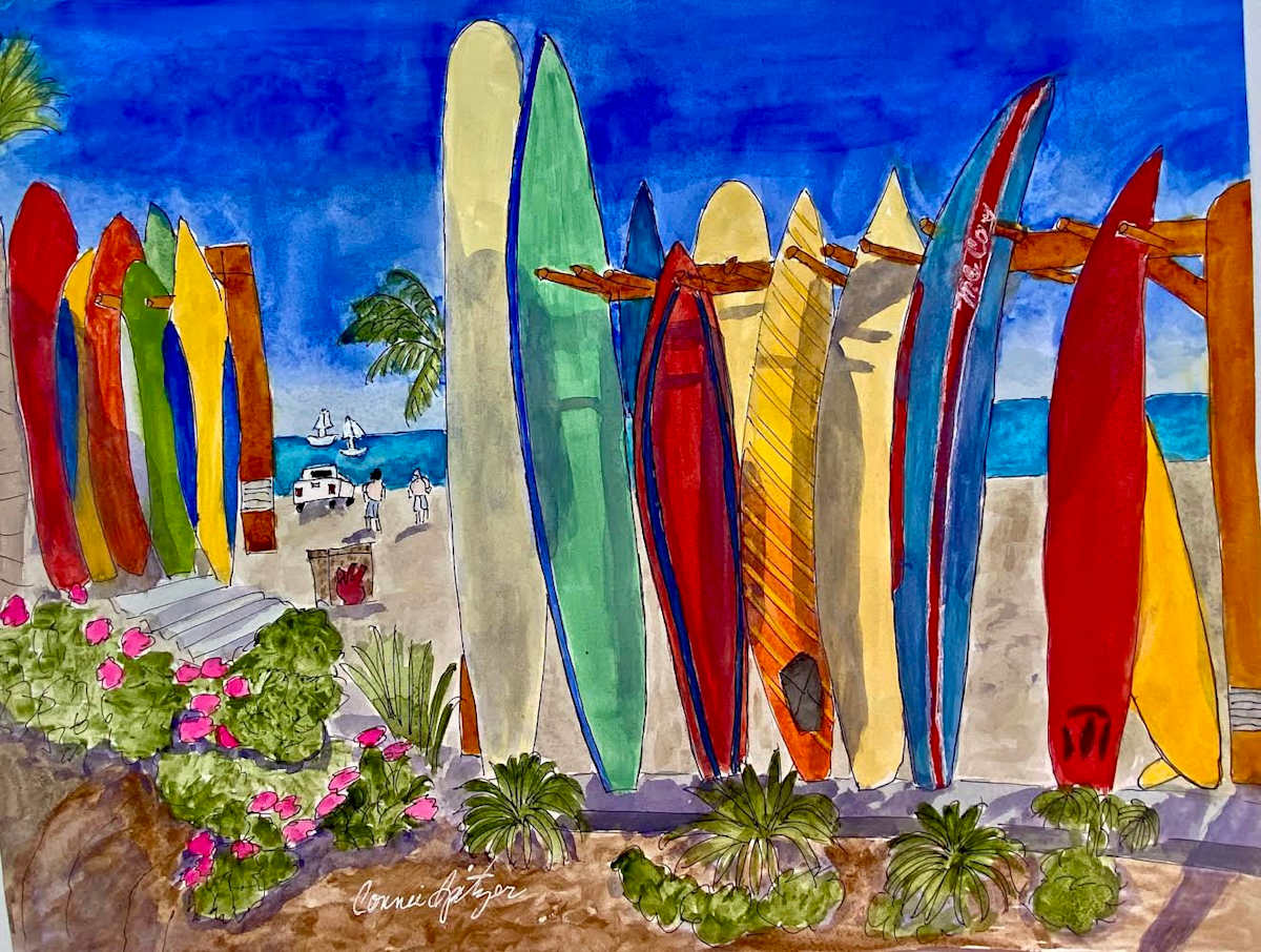 Surf Boards along the Surf by Connie Spitzer 
