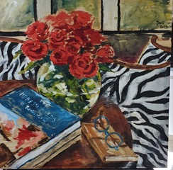 Still Life with roses and Reading Glasses by Doug St. Denis 