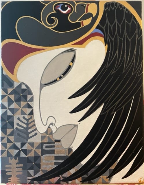The Kindly One  Image: 'It comes to my mind as a very early memory, when I was still in the cradle, a vulture came down to me, she opened my mouth with her tail and struck me a few times with her tail against my lips. -Leonardo da Vinci