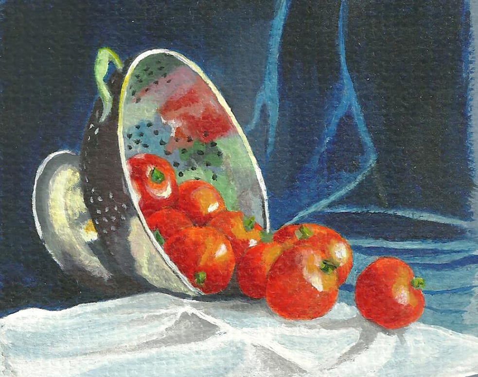 Colander and Tomatoes by Debi Davis 