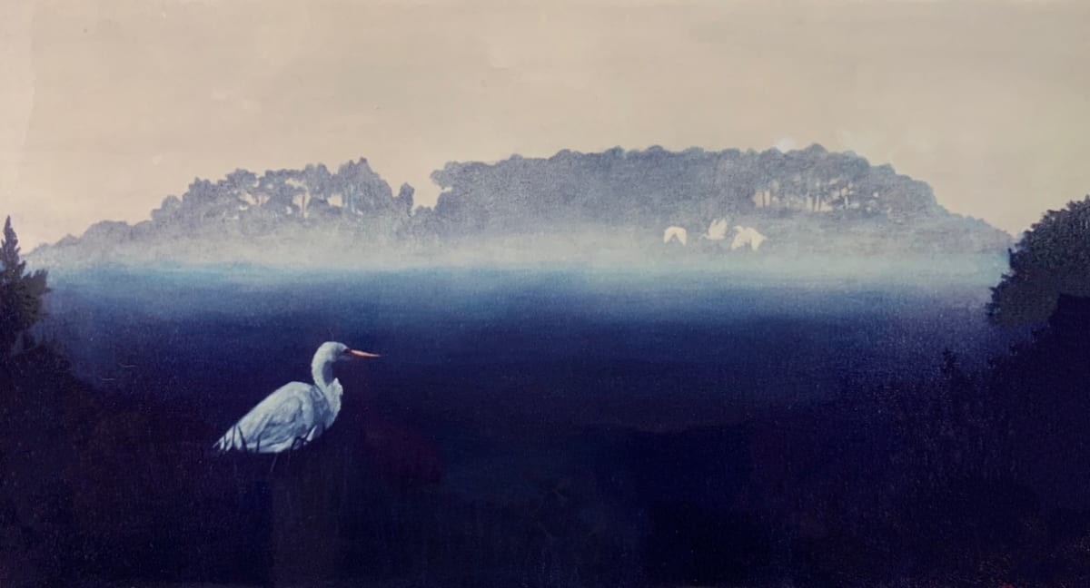 Egrets on a Misty Morning 