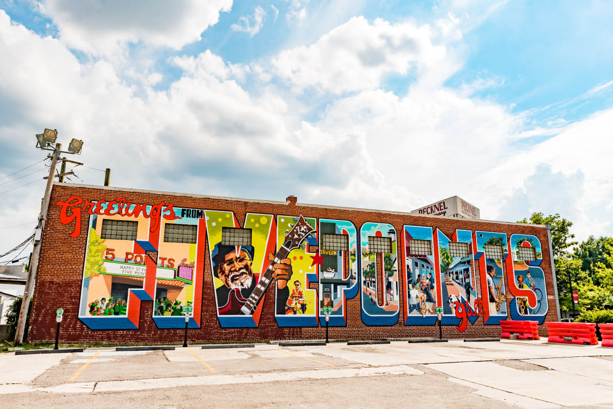 Five Points Postcard Mural by Chad Brady 