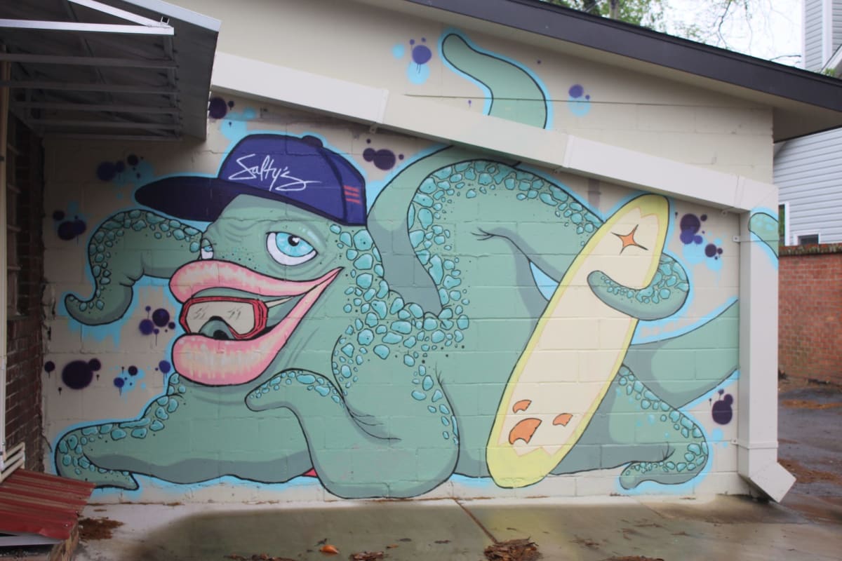 Salty’s Board Shop Mural by Jeremy Burt Clayton Wooten 