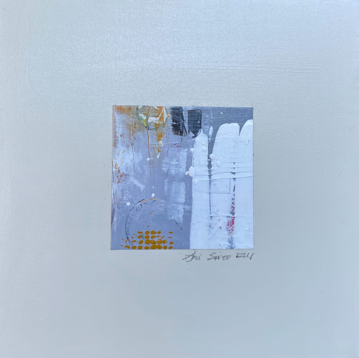 Ochre, White and Grey Canvas on Canvas #2, Image 1.