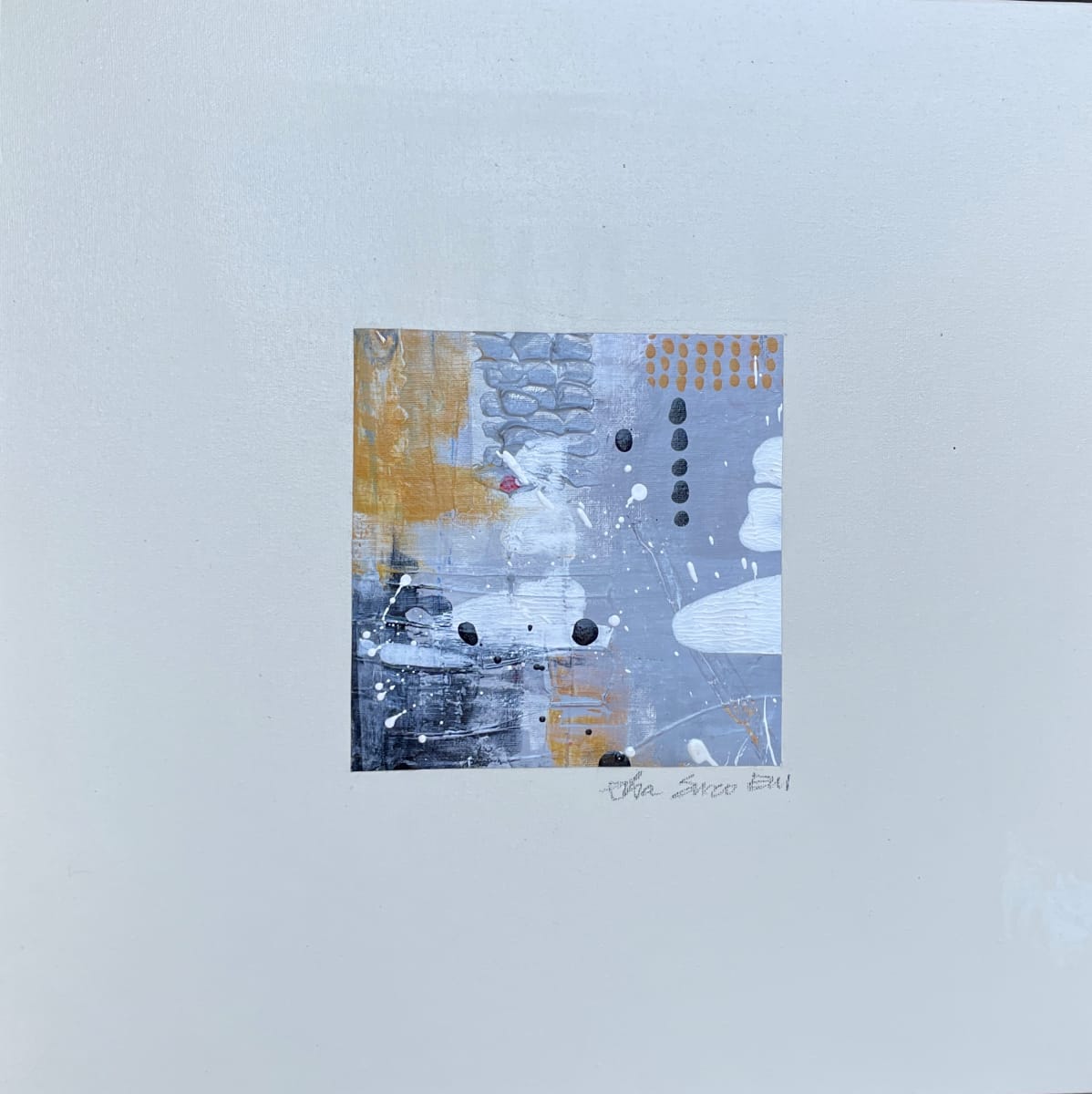 Ochre, White and Grey Canvas on Canvas #1 by Lisa Sweo Eul 