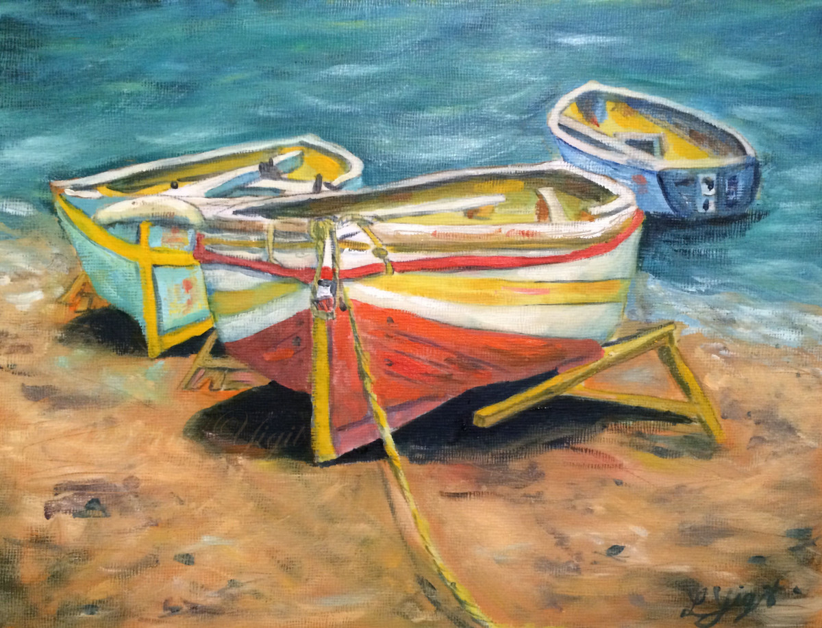 Trio Italian Boats by Lorraine Yigit 