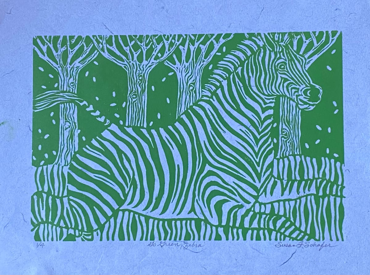 Go Green, Zebra 1/4 by Susan F. Schafer 