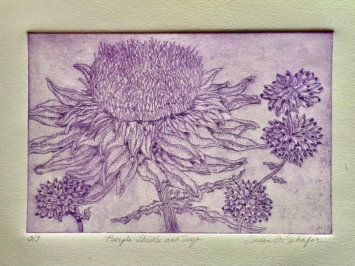 Purple Thistle and Sage 3/3 by Susan F. Schafer Studio 