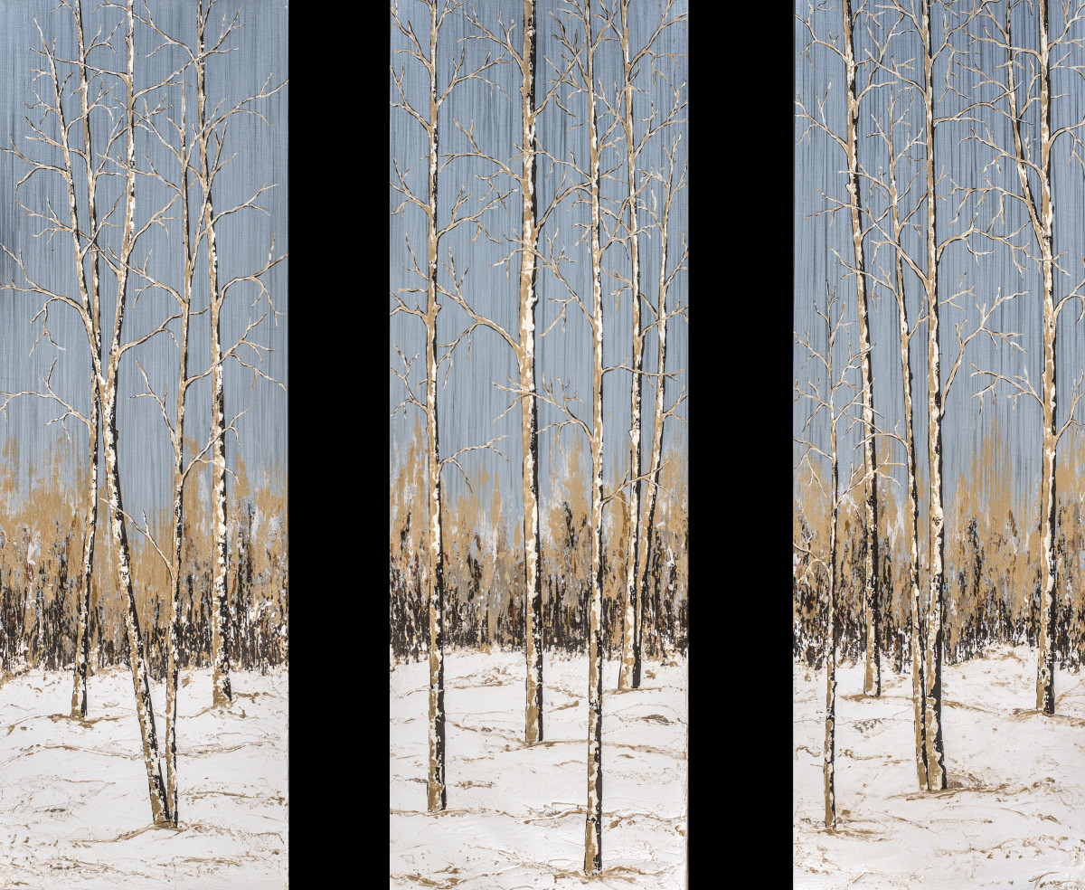 Aspens in the Snow, triptych  #11 by Tara Novak 