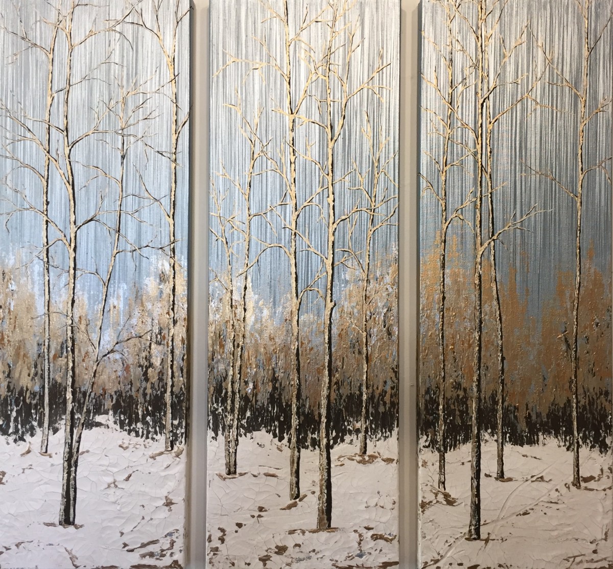 Aspens in the Snow 21 (triptych) by Tara Novak 
