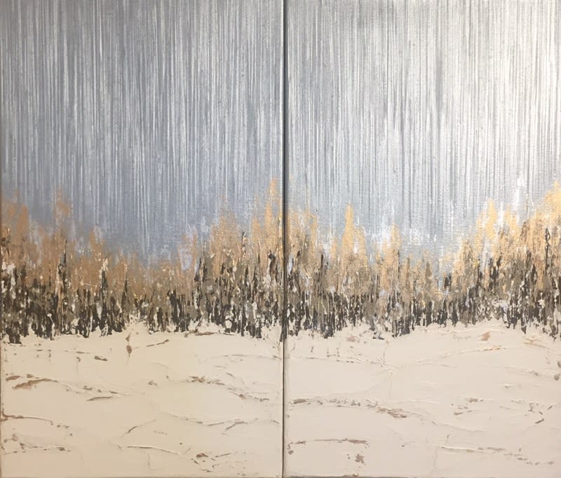 Aspens in the Snow 14 - Diptych by Tara Austin Novak 