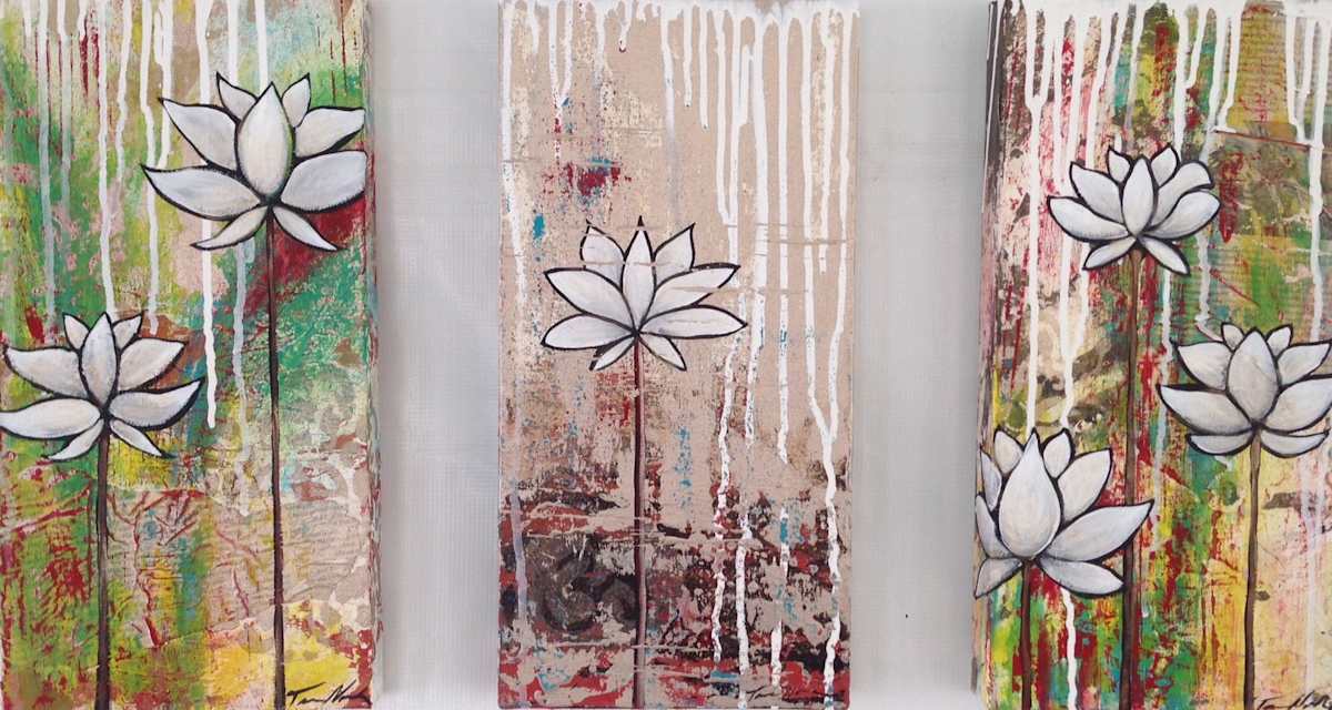 Lotus, triptych by Tara Novak Fine Art - Custom Creations Inc., Image 1.