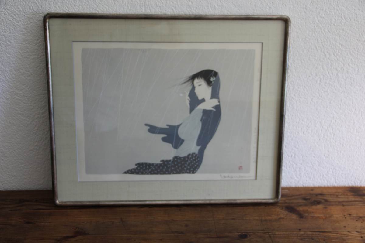 Woman in light rain ("ito same" or "shiu" ) by Kiyoshi Nakashima, Image 1.
