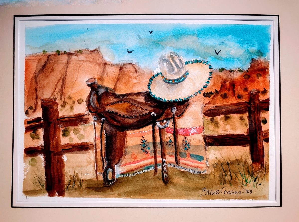 Saddle Up Your Favorite Hat by Bruce C. Cousins  Image: Painted indoors on a cold January day. 