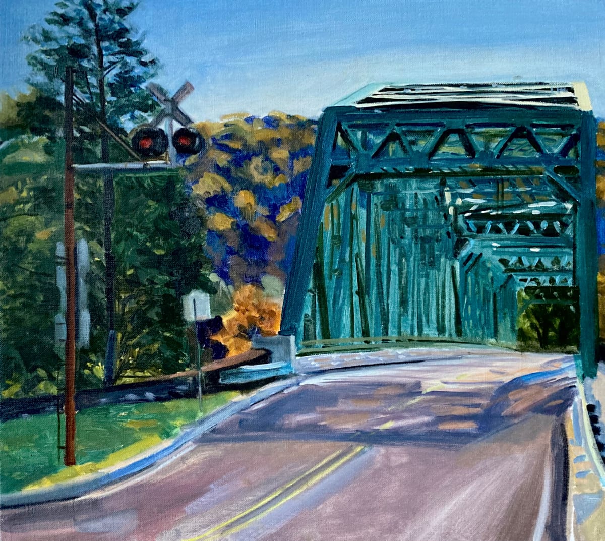 Bridge and Railroad Crossing by John Schmidtberger 