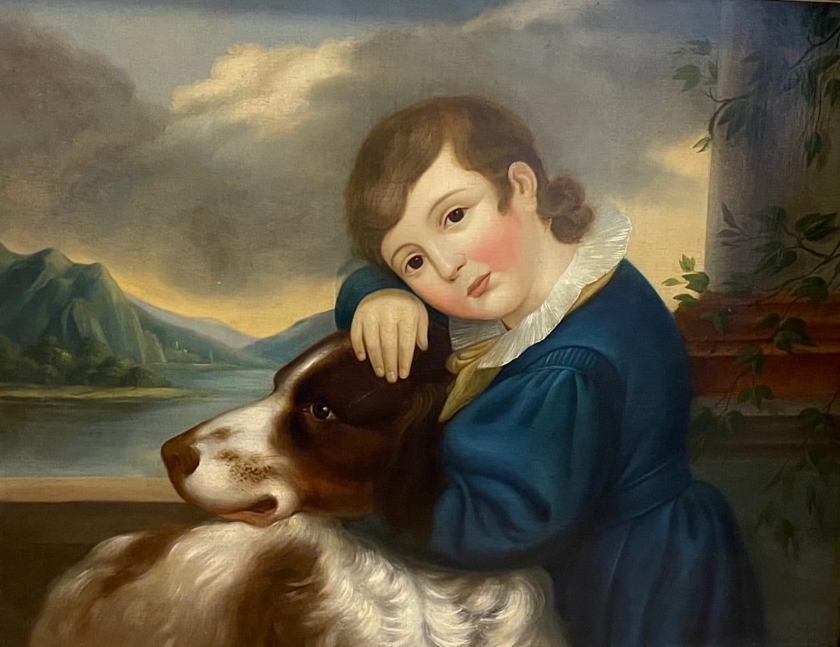 Boy with Dog by Artist Unknown 