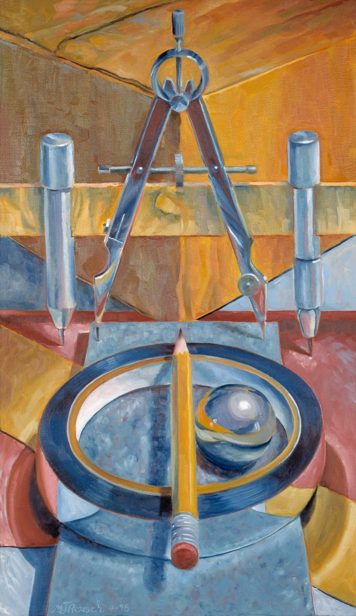 Moral Compass (Triptych) by Mary Reusch  Image: Moral Compass: Pencil and Silver Ball (Triptych center)