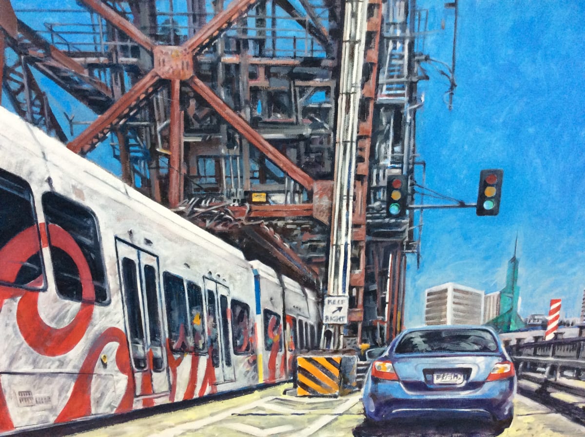 Crossing the Steel Bridge by Dennis Anderson 