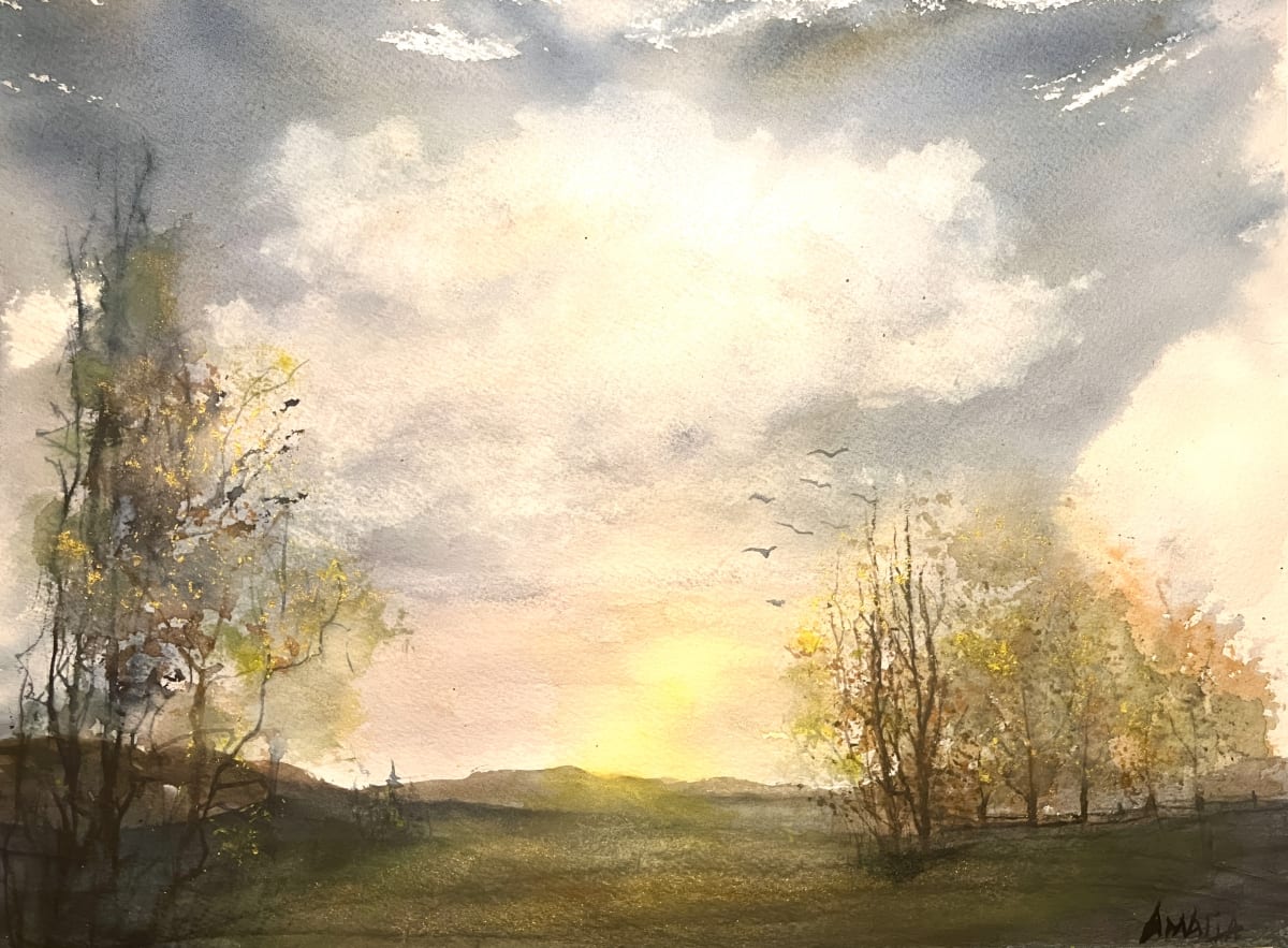 Upon Rising -9x12 Watercolor on Paper by Amalia Yosefa 