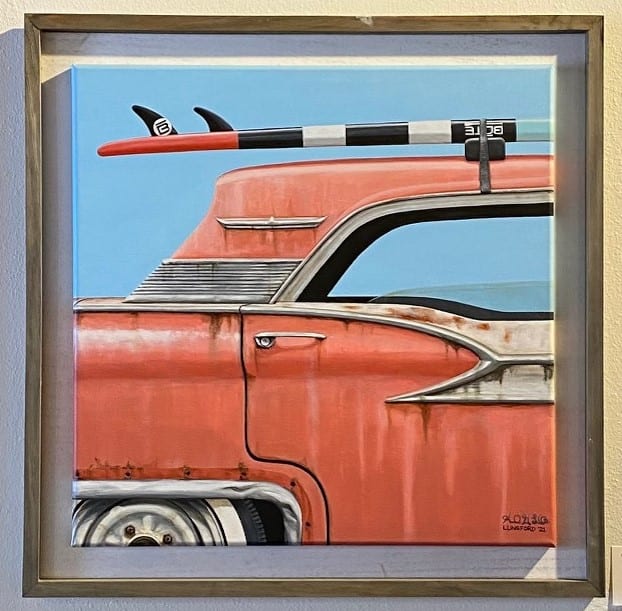 MICHAEL LUNSFORD - '59 Galaxie by Maxine Orange Studio Gallery  Image: Pink Galaxie, framed acrylic on canvas by artist Michael Lunsford