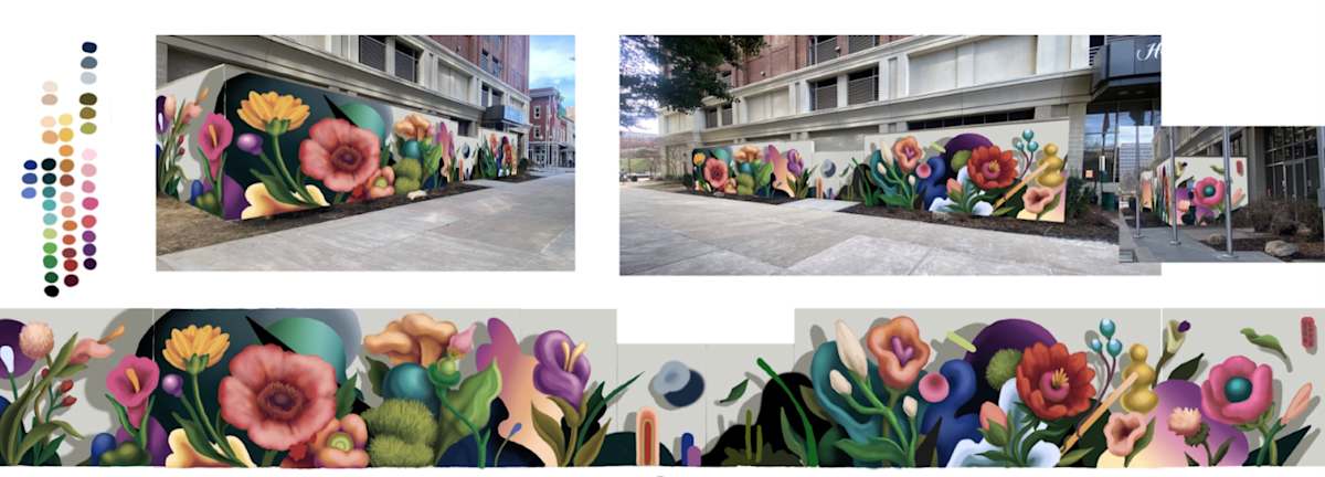 Pearl Fu Plaza Mural (Untitled) by Wingchow (Christina Wing Chow)  Image: Mock up for the Pearl Fu Plaza Mural (Untitled).