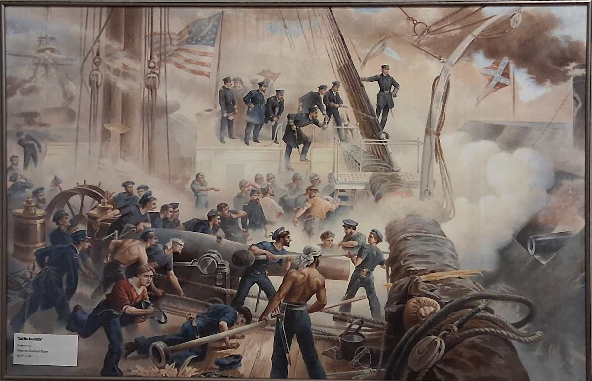 Civil War Naval Battle by Unknown 