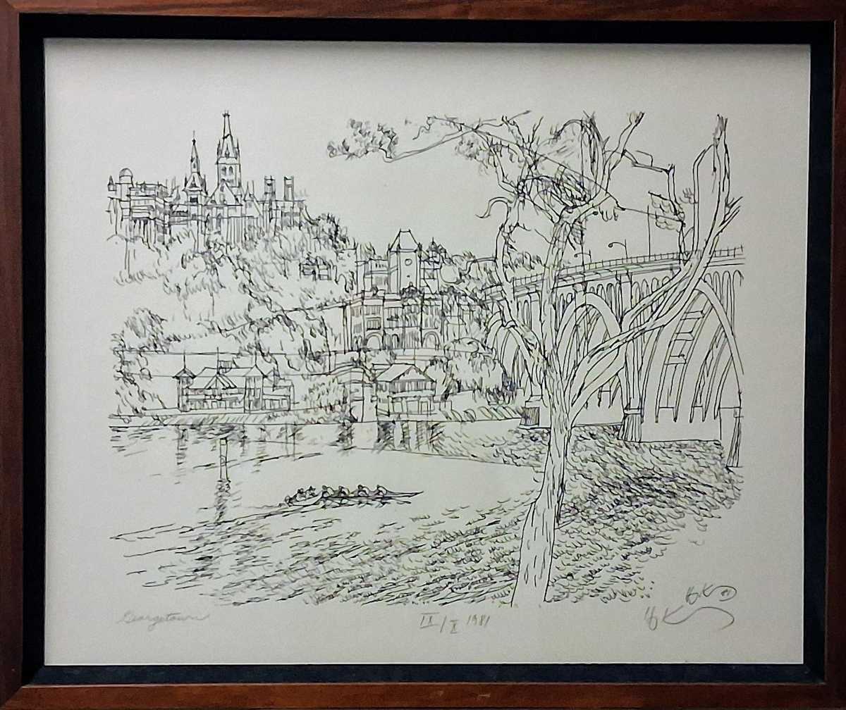Georgetown University, View from Key Bridge by Henry Koerner 