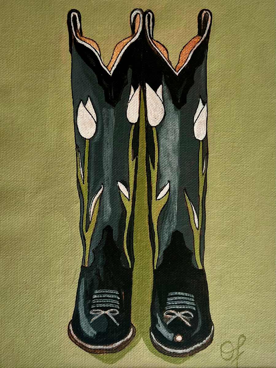 Black tulip boots by Olivia Franklin, Image 1.