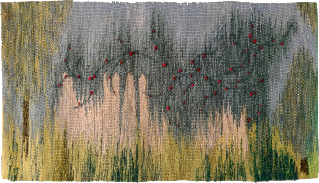 Over the Back Fence by Barbara Sykes  Image: Over the Back Fence tapestry