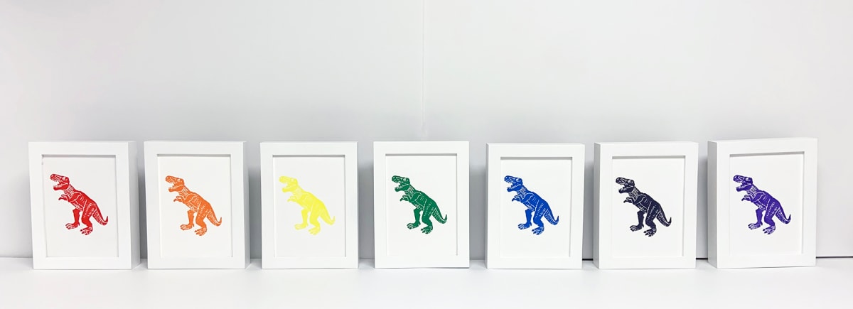 ROY G BIV Rex by Colleen Critcher  Image: Set of Seven Block Prints