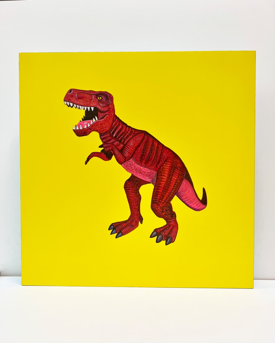 Big Rex - Red on Yellow by Colleen Critcher 