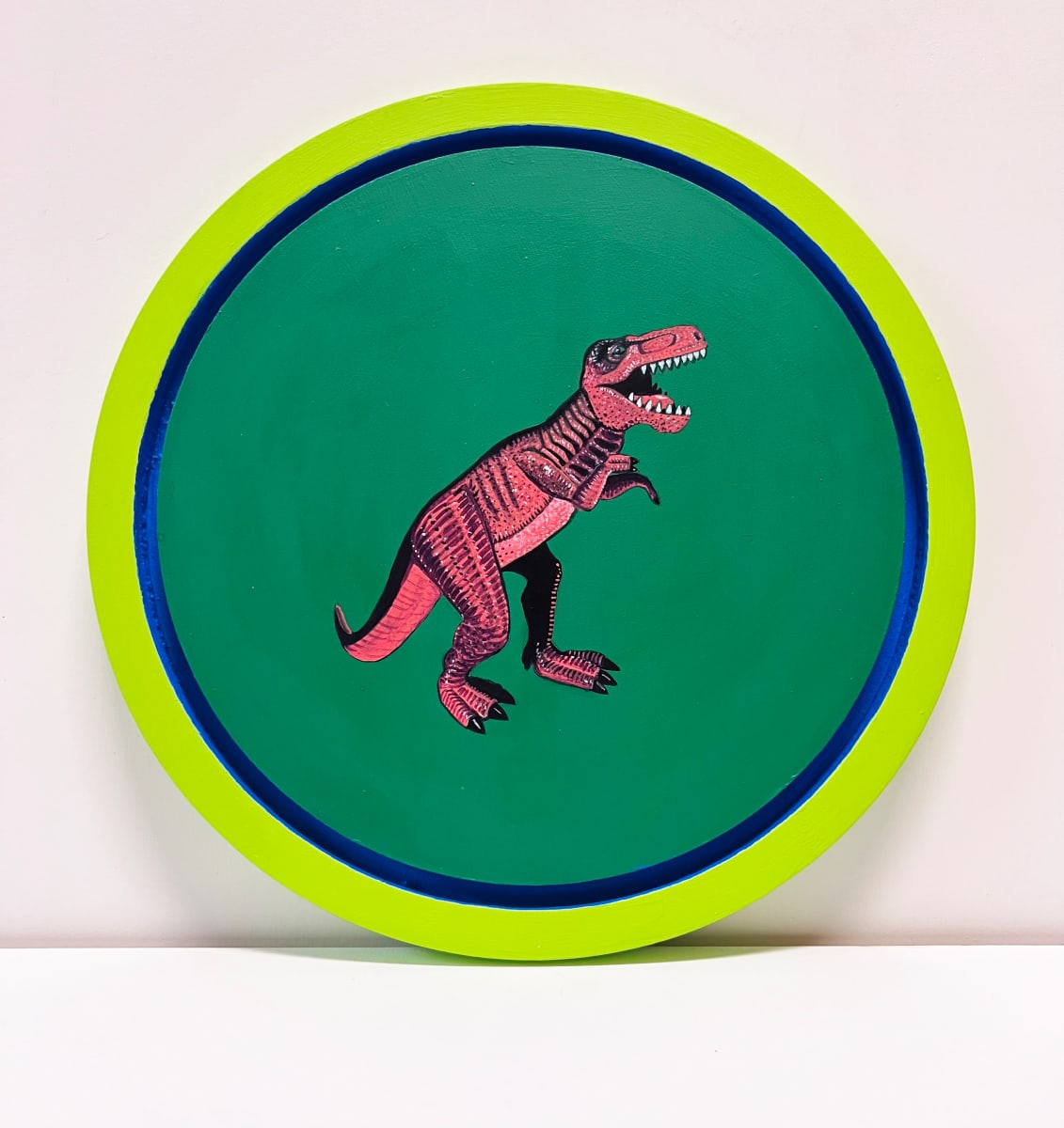 Tondo Rex - Red Orange on Green by Colleen Critcher 