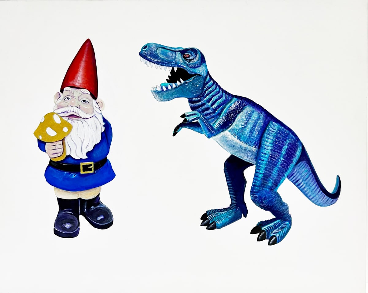 T.Rex With Gnome And Golden Mushroom 