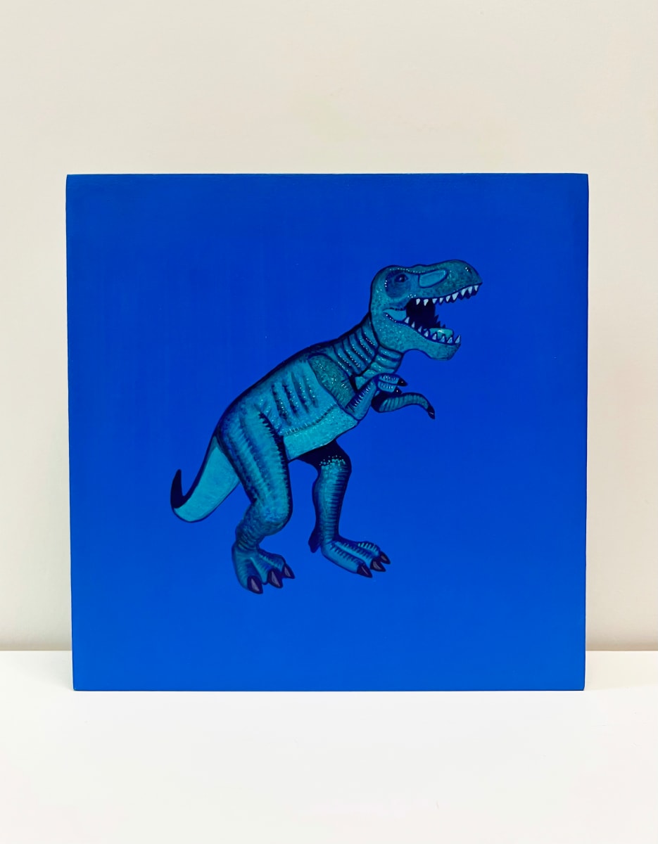 Lil Rex - Teal on Blue by Colleen Critcher 