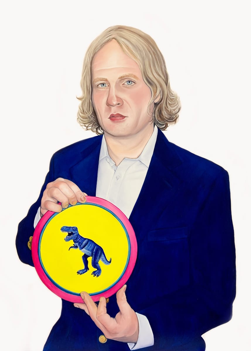 Man With A T.Rex, After Botticelli's Man With A Roundel by Colleen Critcher 