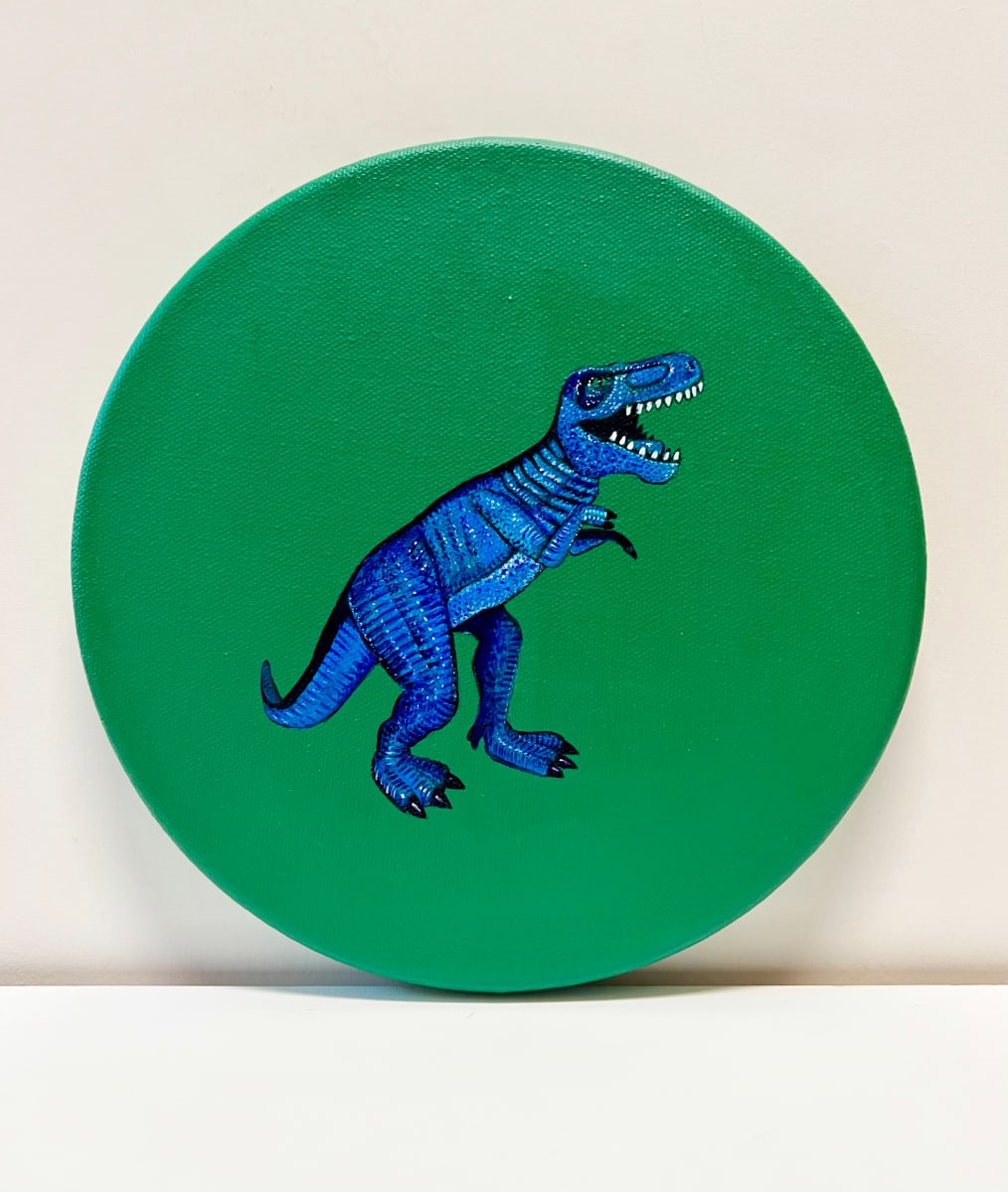 Tondo Rex - Blue on Green by Colleen Critcher 