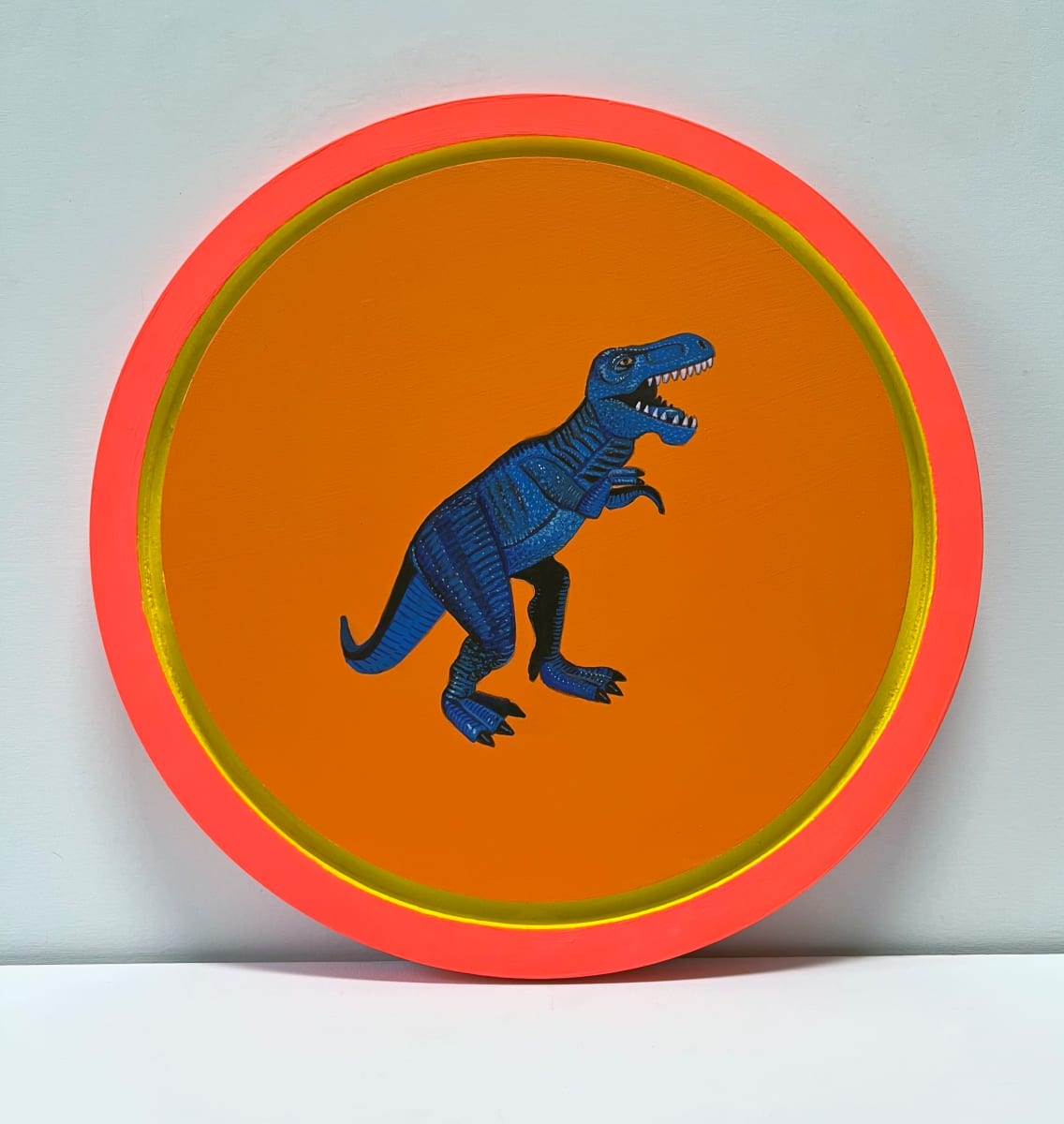 Tondo Rex Blue on Orange by Colleen Critcher 